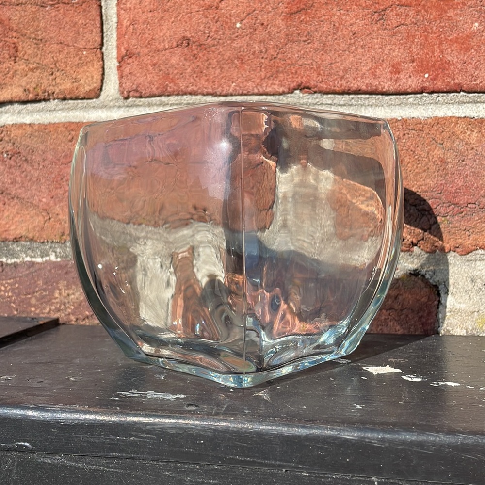 Square heavyweight crystal clear glass vase